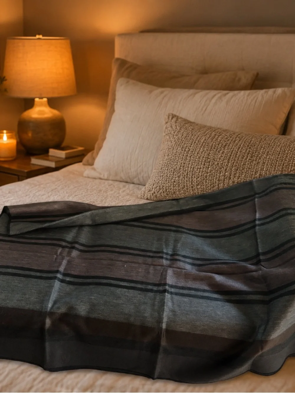 New Alpaca Striped Cozy Throw Blanket